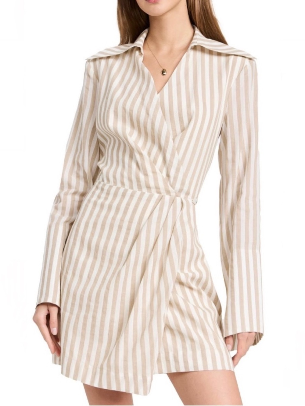 NEW NANUSHKA STRIPED MINI WRAP DRESS